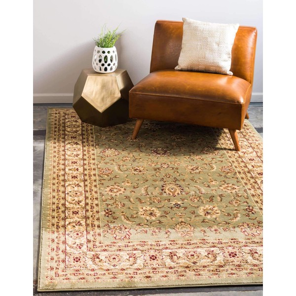 Unique Loom Voyage Collection Traditional Oriental Classic Intricate Design Area Rug, 5' 3" x 8' Rectangle, Green/Cream
