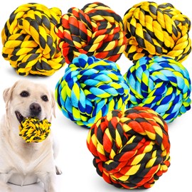 SHARLOVY Dog Toys for Aggressive Chewers, Dog Balls for Large Breeds, Heavy Duty Cotton Rope Chew Toys with Tough Twisted for Medium Breeds, 6 Pack In