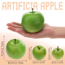 Gresorth 15 PCS Artificial Green Apple Decoration Fake Fruit Model Realistic Simulation Vegetable Ornament Birthday Party Thanksgiving