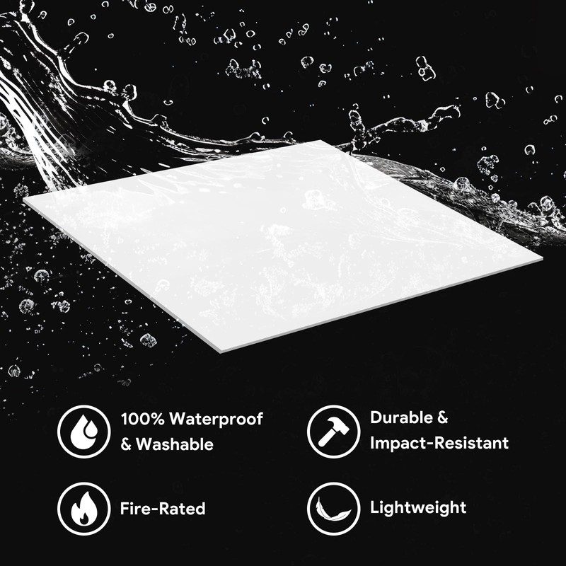 Fasarxiu 24"x24" White Drop Ceiling Tiles Waterproof High-Grade PVC Ceiling