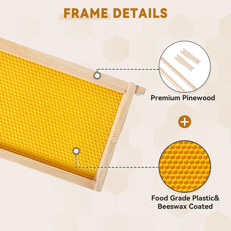 POLLIBEE 8 Frame Super Beehive Box, Langstroth Honey Bee Box