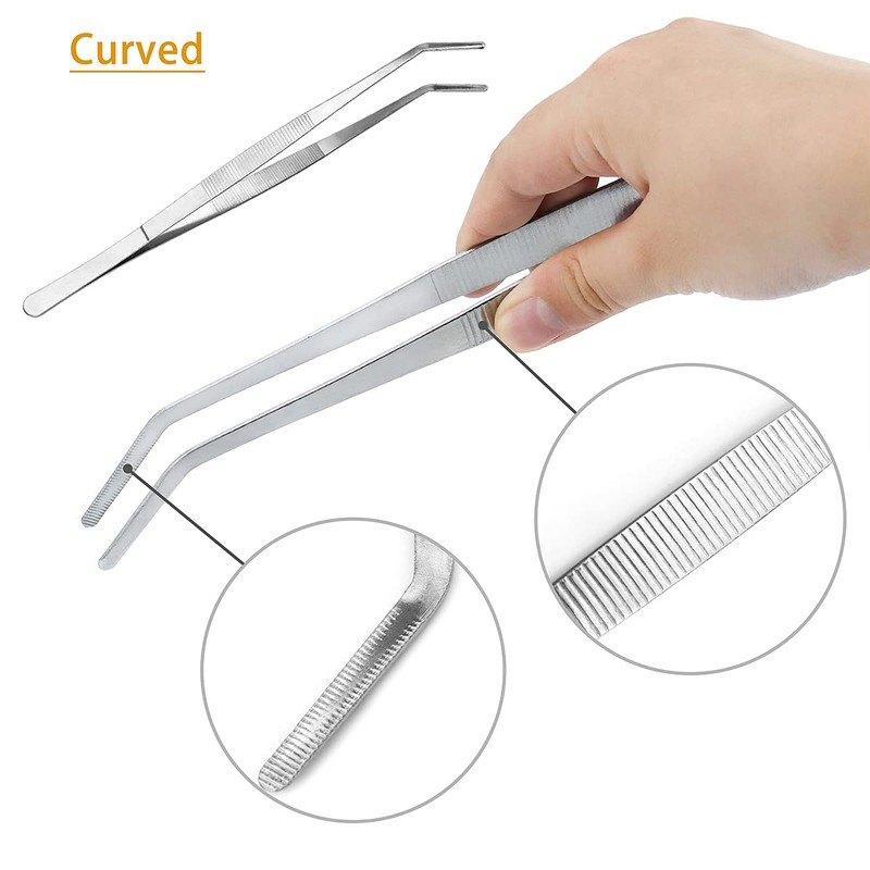 Kitchen Tweezers Long Tweezers Set, LEEFONE 2 PCS 12 Inch