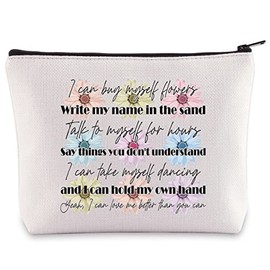 BWWKTOP Song Lyrics Makeup Bag Singer Album Gifts I Can Buy Myself Flowers Write My Name In The Sand Zipper Pouch For Women Girls (Buy Myself Flowers)