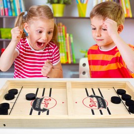 BAKAM Super Fast Sling Puck Game, Portable Table Hockey Game for Kids and Adults, Tabletop Slingshot Games Toys for Boys and Girls, Desktop Sport Board Game for Family Game Night Fun (Large Winner)