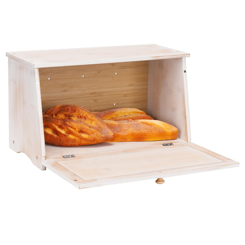 HOMEKOKO Vintage Large Wood Bread Box for Kitchen Counter, Retro