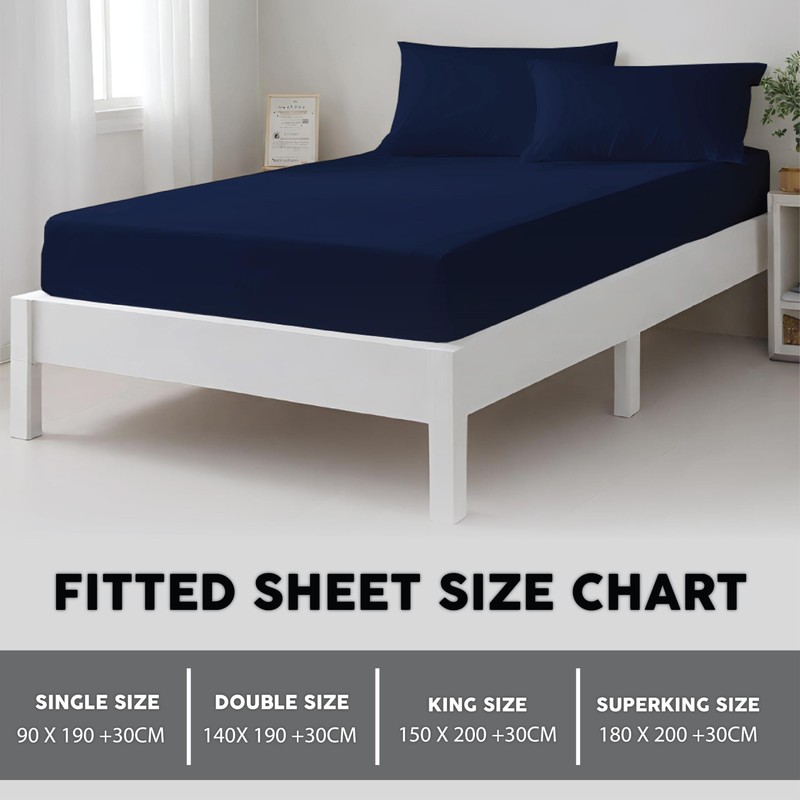 Funky Gadgets Deep Fitted Sheet King Size Navy 100% Egyptian