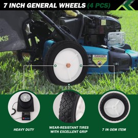 CheeMuii 4 Pcs 7 Inch Lawn Mower Wheels 7" General Wheels Replace for Oregon 72-107 Compatible with Craftsman/AYP/MTD Push Lawnmower, Hand Truck, BBQ Grill Wheel 9611, etc