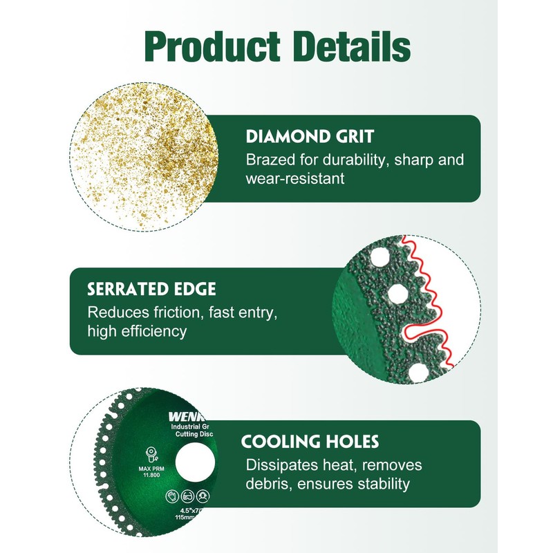 WENORA 2 Pcs Indestructible Disc for Grinder, Cutting Discs 4