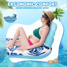 Schwimmsessel für Pool Erwachsene, 2 In 1 Aufblasbarer Sessel für Pool mit Rückenlehne, Wasser Luftmatratze Pool für Erwachsene, Poolsessel Wasserliege für Tanning Pool Sommerparty