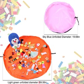Guador Pack of 2 Toy Tidy Bag Carpet Blanket Sack for Toy Storage Mat Bag Play Mat Sack Drawstring with Cap Like Travel Bag Tidy Bag for Children (Orange and Pink)