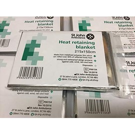 5 x St John Ambulance 2.15m x 1.5m Emergency Heat Retaining Adult Blankets