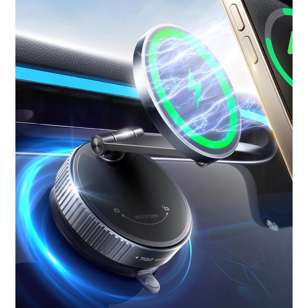 Magnetic Phone Charging Holder Mount for Car, 360° Vacuum Magnetic