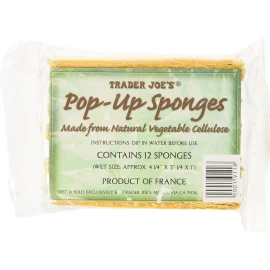 Trader Joe 12 Count Pop Up Sponges Natural Vegetable Cellulose For Health And Beauty