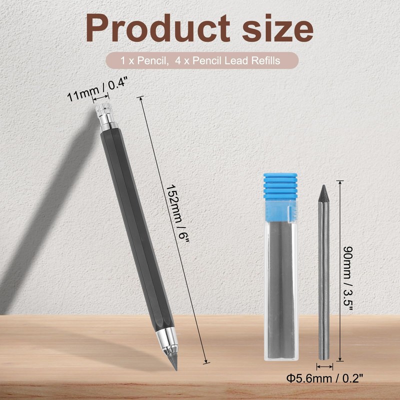 PATIKIL 5.6mm Mechanical Carpenter Pencil, Deep Hole Heavy Duty Woodworking