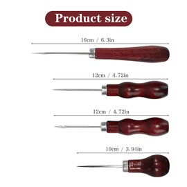 4 Pieces Wooden Handle Awl Tailors Awl Leather Sewing Tool DIY Handmade Maker Tool Professional Awl Tool Punch for Cutting Sewing Craft