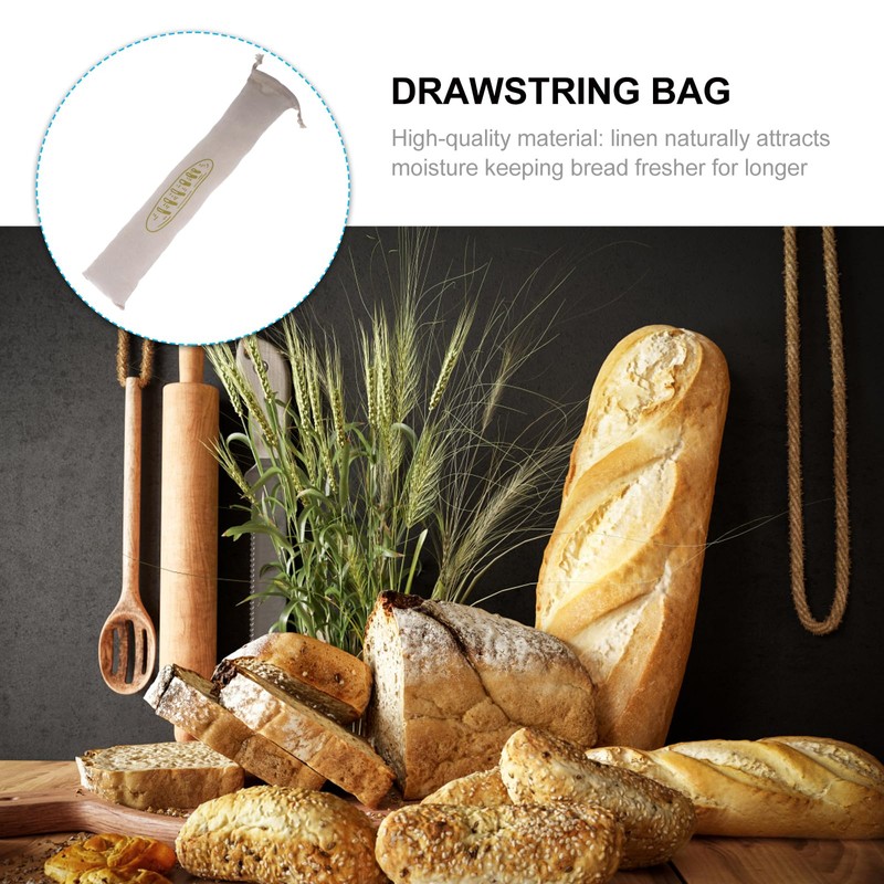LIFKOME Drawstring Bread Bag, Reusable Baguette Bread Keepers Bread Storage