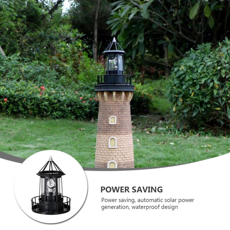 Cabilock Rotating Lighthouse Solar Light Outdoor Garden Beacon Lamp Water