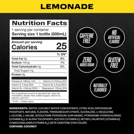 PRIME Hydration LEMONADE, Sports Drinks, Electrolyte Enhanced for Replenishing Fluids, 250mg BCAAs, B Vitamins, Antioxidants, Low Sugar, 16.9 Fl Oz, 12 Pack
