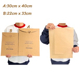 peach&life Naturally Friendly Unbleached Cooking Sheets, 1 Box (100 Sheets), Made of Natural Material, Unbleached Kraft Paper, Oven, Baking, Cooking, Grill, Fry, Oil-Resistant, Heat Resistant, Peelable, 8.7 x 13.0 inches (22 x 33 cm)