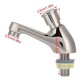 Time Delay Faucet, Self Closing Water Saving Faucet Push Button Taps Single Tube Cold Water Basin Taps G1/2 Thread for Public Kitchen Bathroom