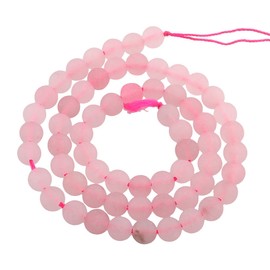 Gemstone Beads 8 mm and 6 mm Matt Gemstone * A Grade * Ball Semi-Precious Stone Gemstones Frosted Gemstone Beads Selection (Pink Quartz, 8 mm)