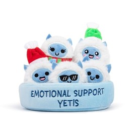 WHAT DO YOU MEME? Emotional Support Yetis by Relatable, Cuddly Stuffed Animals, Plushies, and Cute Stuff, Great Gift Ideas for Loved Ones of All Ages, Includes 5 Plushies with Carrying Basket