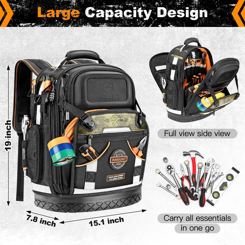 Tool Backpack Bag, HVAC Heavy Duty Construction Tools Backpack for