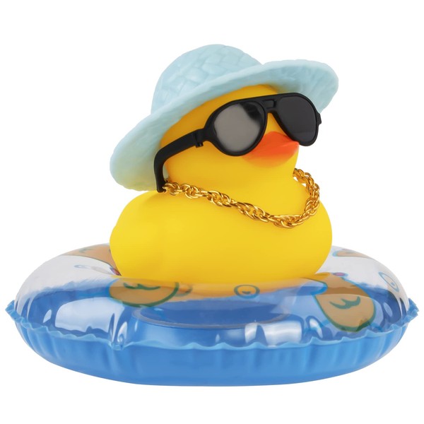 wonuu Car Rubber Duck, Yellow Duck Decoration Dashboard with Sun