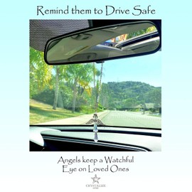 Guardian Angel Car Charms - Crystal Angel Charm for Protection, Happiness, Faith and Love - Crystal Car Hanging Ornament - Guardian Angel Car & Windows - Ideal Guardian Angel Gifts-September Sapphire