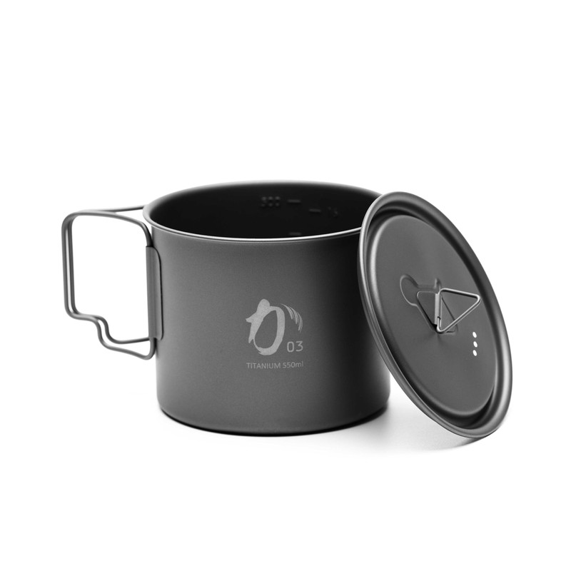 KPOT-550-C Titanium Pot for Outdoor Use, 19.7 fl oz (550