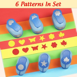 ECOHU Set 6 Craft Hole Punch 1-inch, Craft Punchers - Heart, Circle, Star, Butterfly, Maple Leaf, Flower Paper Punch Sets for Crafting & DIY Projects. (Set 6)