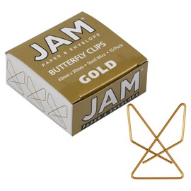 JAM PAPER Colorful Butterfly Clips - Gold Paper Clamps - 15/Pack