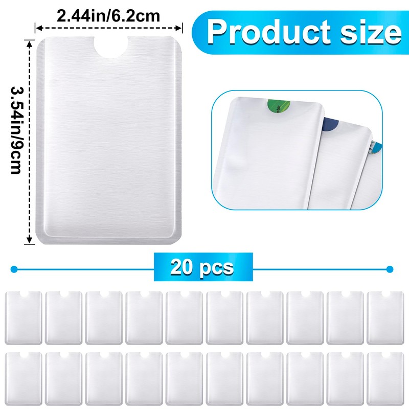 OIIKI 20PCS Silver RFID Blocking Sleeves, RFID Credit Card Holders,