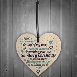 RED OCEAN Memorial Christmas Decorations Xmas Tree Baubles Wooden Heart Mum Dad Nan Friend Gift