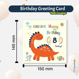 Papa Prints Birthday Cards Kids (145 x 150 mm) Happy Birthday Card Age 8th Birthday Card with Envelope