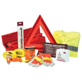 2XL/3XL Truck Driver Safety Kit w/Logistic Straps, PPE, First Aid Kit, ERG, Emergency Triangles, Accident Kit, Tire Pressure Gauge, Light/Window Punch/Seatbelt Cutter Tool - J. J. Keller & Associate