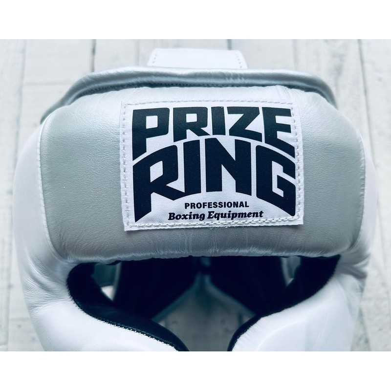 RIZE RING "Professional SS" Lightweight Headgear, Silver/White, Medium