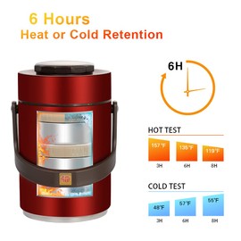 Pawovdeq 67oz Thermo for Hot Food,3-Layer Sealed Stackable Food Thermo,with Lunch Bag Soup Thermo,It Is Suitable for Daily Office Meals, School Lunches, and Outdoor Meals (67 oz Red)