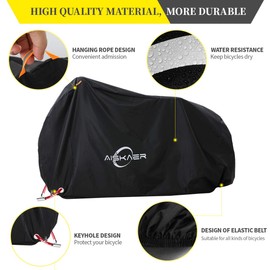 Aiskaer Bike Cover for 2-3 Bikes, Waterproof, Black, Polyester, Heavy Duty, Mountain, Road, Electric Bikes