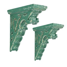 BIG FORTUNE Set of 2 Corbels for Shelves Wood Corbels Decorative Shelf Brackets Wooden Vintage Shelf Farmhouse Decor