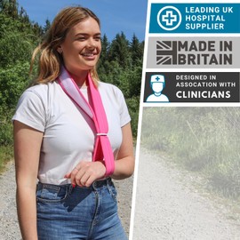 Solace Bracing Comfort+ Padded Sling (2 Colours) - British Made & NHS Supplied Collar & Cuff Sling for Adults - #1 Arm, Collarbone, Wrist, Shoulder & Elbow Support for Fractures & Injuries - Pink