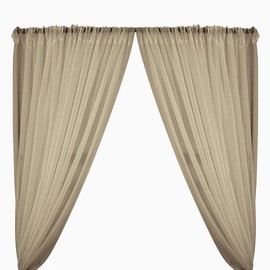 New Creations Fabric & Foam Inc, Fire Retardant/Resistant, Sheer/See Through Voile Chiffon Backdrop Drape Panel Room Divider, Pipe & Drape (2 Panels 5 Feet Wide x 8 Feet Long, Champagne)