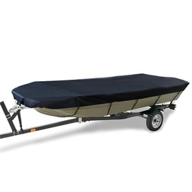 RainMan S 210D Marine Grade Boat Cover- Water Proof Heavy Duty Trailerable Replacement for Jon Boat-Black, 12ft length, beam width to 56inches, (Does not apply)