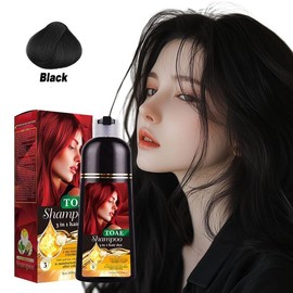 Toae Dark Brown Hair Dye Shampoo 3 in 1 for Women/Men Hair Color for Grey Coverage Seimi Permanent Instant Champu Para Canas Mujer for Men - Herbal Natural Dye Cover Gray:_Natural-black