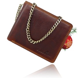 Fregery® Leather Wallet Chain Gift Box Men with RFID Protection I Genuine Leather Wallet for Men I Wallet Wallet Wallet (Brown, Landscape Format), brown, Classic