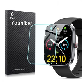 Youniker 6 Pack Compatible with Kuizil T70 1.91” Smart Watch Screen Protector Film Compatible for WeurGhy T70 1.91 Inch Smartwatch Screen Protectors Foils Cover Crystal Clear HD Anti-Scratch