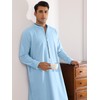 Lars Amadeus Blue Nightgown for Men's Contrast Color Stand Collar