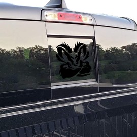 HAPIZWLU Designs Rear Back Middle Window Vinyl Decal Compatible with 1500 2500 3500 (Black)