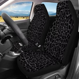 DBBXHZJY Black Leopard Car Seat Covers Full Set Universal Water Resistant, Black Cheetah Comfort Automotive 5 Seats Covers All Season Fit for SUV,Sedan,Van, Airbag Compatible