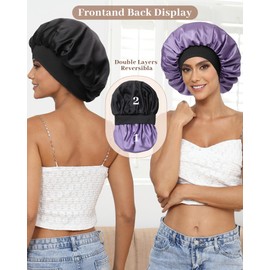 WELROG Double Sided Satin Hair Cap for Women - Sleep Cap Silk for Night Hair Cap for the Night for Women Bonnet Sleep Cap